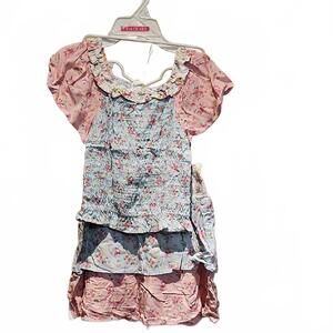 Lemon Kiss Smocked Floral  Matching Top And Bottom Size 12